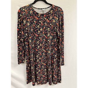 Old Navy Womens Long Sleeve Pullover Boho Mini Dress Floral Multicolor Medium